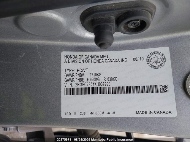 Honda Civic Lx 2019 2HGFC2F54KH037990 Image 8