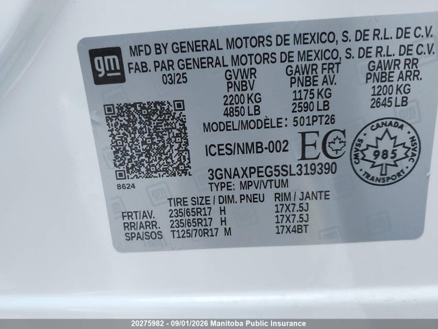 Chevrolet EQUINOX LT 2025 3GNAXPEG5SL319390 Image 9