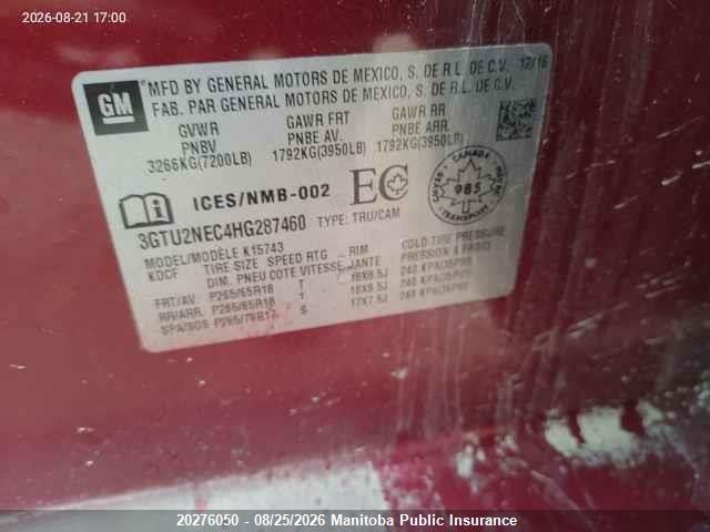 20276050 :رقم المزاد ، 3GTU2NEC4HG287460 vin ، 2017 Gmc Sierra 1500 Sle Crew Cab مزاد بيع