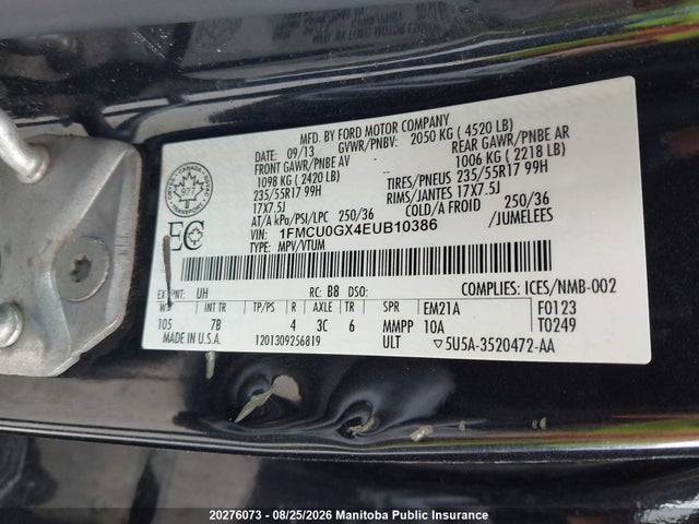 1FMCU0GX4EUB10386 Ford ESCAPE SE