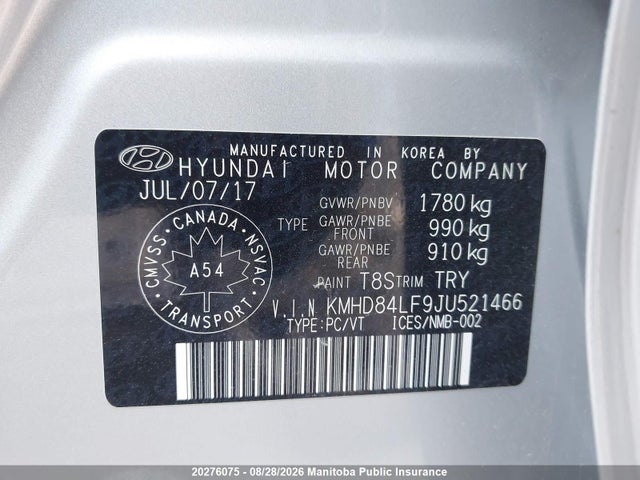 KMHD84LF9JU521466 Hyundai Elantra Gls