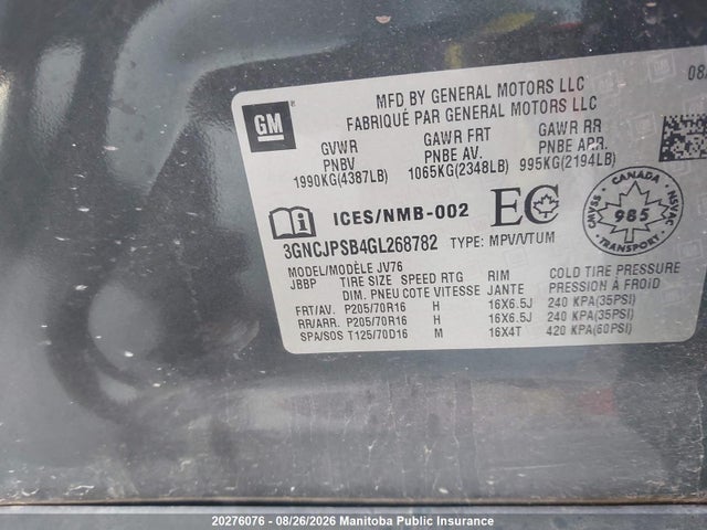 Chevrolet TRAX LS 2016 3GNCJPSB4GL268782 Image 8