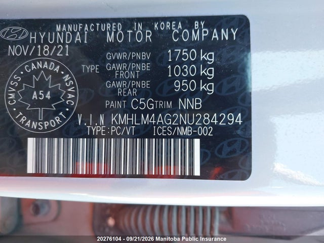 Aukcja sprzedaży 2022 Hyundai Elantra Preferred, vin: KMHLM4AG2NU284294, numer aukcji: 20276104