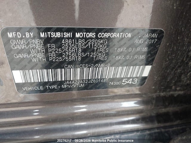 Mitsubishi Outlander Es 2018 JA4AZ2A32JZ601481 Image 9