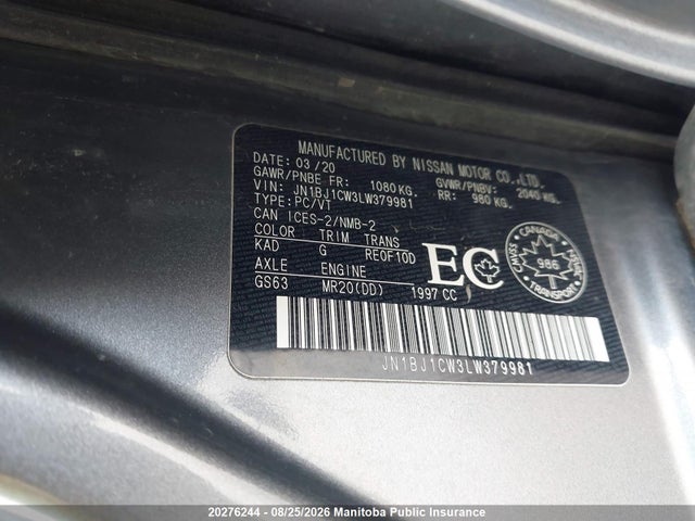 Aukcja sprzedaży 2020 Nissan Rogue Sport S/sv/sl, vin: JN1BJ1CW3LW379981, numer aukcji: 20276244