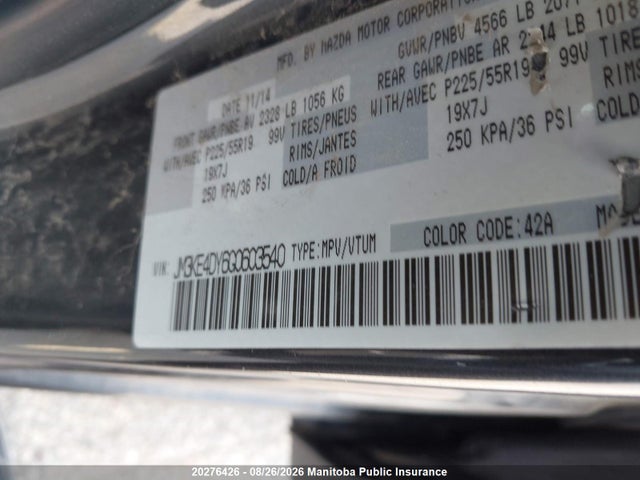 20276426 :رقم المزاد ، JM3KE4DY6G0603540 vin ، 2016 Mazda Cx-5 Gt مزاد بيع