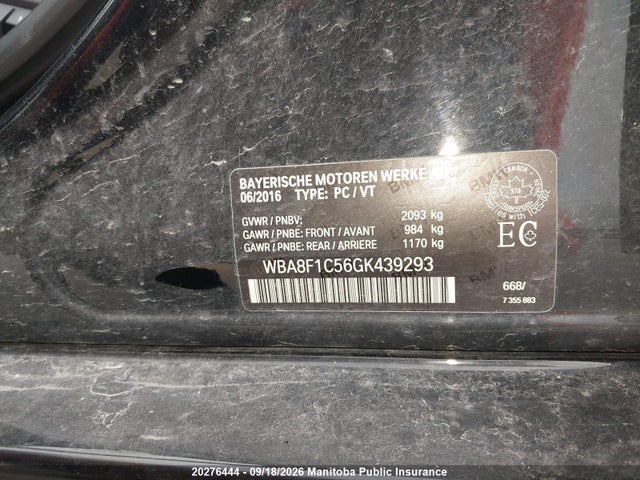 Aukcja sprzedaży 2016 Bmw 3 Series, vin: WBA8F1C56GK439293, numer aukcji: 20276444