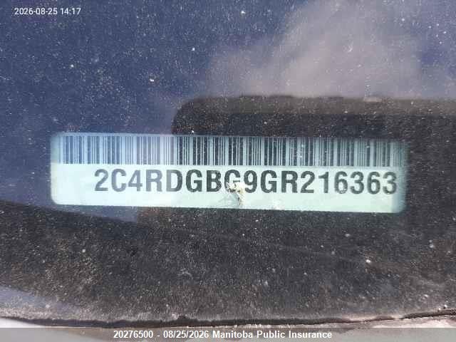 Aukcja sprzedaży 2016 Dodge Grand Caravan Se, vin: 2C4RDGBG9GR216363, numer aukcji: 20276500