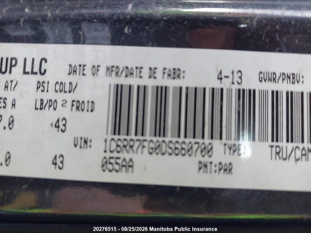 Продаж на аукціоні авто 2013 Dodge Ram 1500 St Quad Cab, vin: 1C6RR7FG0DS660700, номер лоту: 20276515