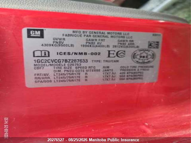 Продаж на аукціоні авто 2011 Chevrolet Silverado 2500 Hd Lt Ext Cab, vin: 1GC2CVCG7BZ287633, номер лоту: 20276527