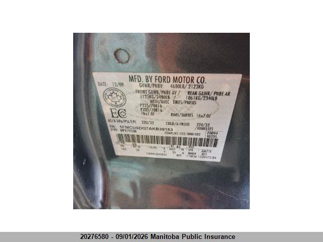 Продаж на аукціоні авто 2010 Ford Escape Xlt V6, vin: 1FMCU9DG7AKB39153, номер лоту: 20276580