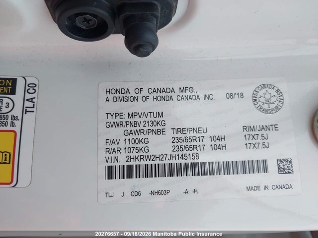 Honda CR-V LX 2018 2HKRW2H27JH145158 Image 8