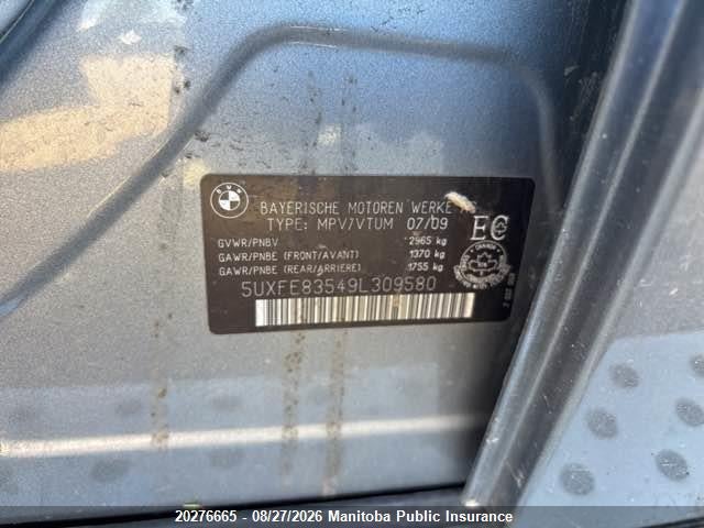 20276665 :رقم المزاد ، 5UXFE83549L309580 vin ، 2009 Bmw X5 4.8i مزاد بيع