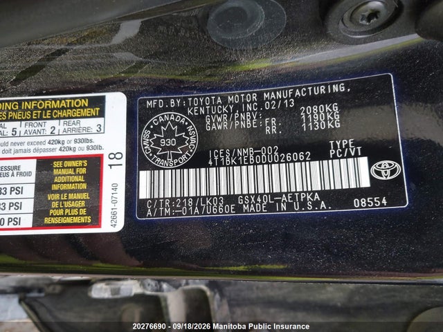 Продажа на аукционе авто 2013 Toyota Avalon Limited, vin: 4T1BK1EB0DU026062, номер лота: 20276690