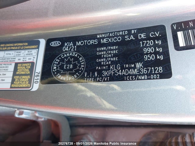 2021 Kia Forte Ex მანქანა იყიდება აუქციონზე, vin: 3KPF54AD4ME367128, აუქციონის ნომერი: 20276728