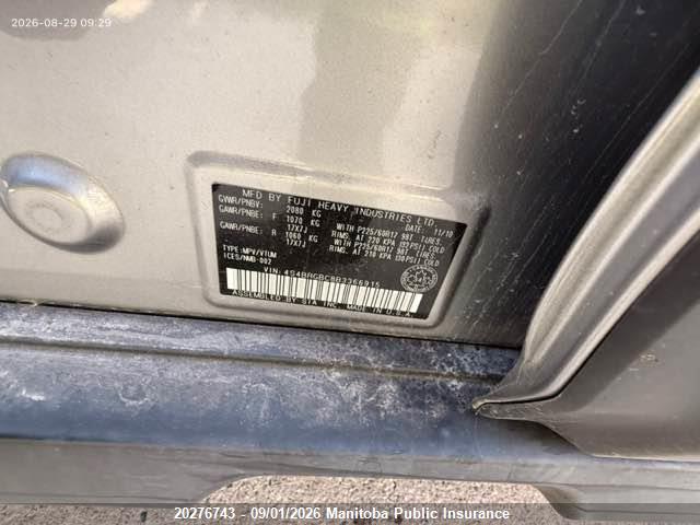 20276743 :رقم المزاد ، 4S4BRGBC8B3366915 vin ، 2011 Subaru Outback 2.5i مزاد بيع
