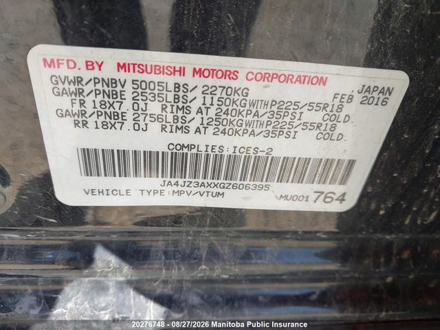 Mitsubishi Outlander Se 2016 JA4JZ3AXXGZ606395 Image 8