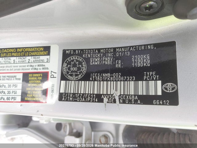 Aukcja sprzedaży 2013 Toyota Camry Xle Hybrid, vin: 4T1BD1FK8DU067323, numer aukcji: 20276793