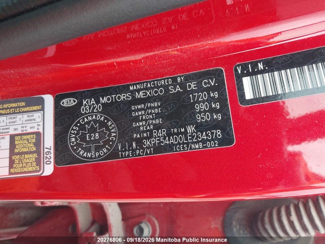Продаж на аукціоні авто 2020 Kia Forte Ex Premium, vin: 3KPF54AD0LE234378, номер лоту: 20276806