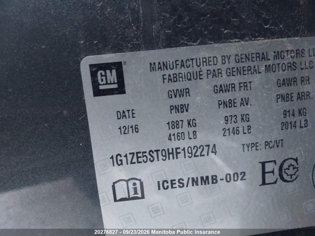 Chevrolet MALIBU LT 2017 1G1ZE5ST9HF192274 Image 9
