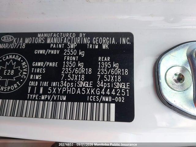 KIA Sorento Ex V6 2019 5XYPHDA5XKG444251 Image 8