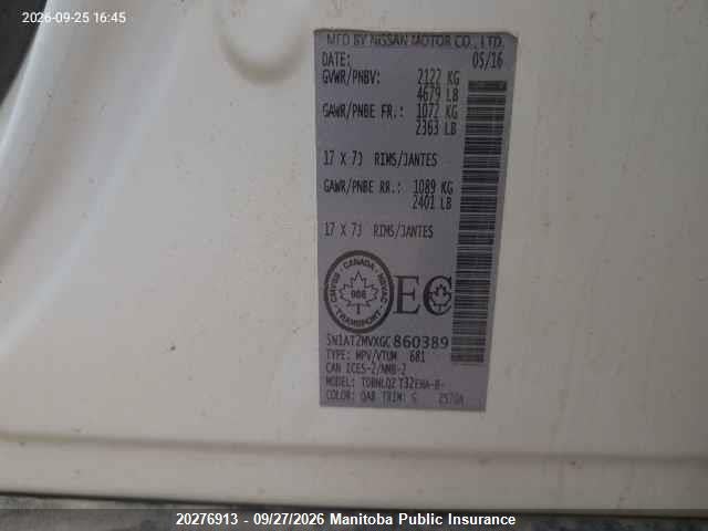Nissan ROGUE SV 2016 5N1AT2MVXGC860389 Image 9