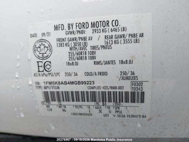 Aukcja sprzedaży 2021 Ford Explorer Xlt Police, vin: 1FM5K8AB4MGB99223, numer aukcji: 20276967