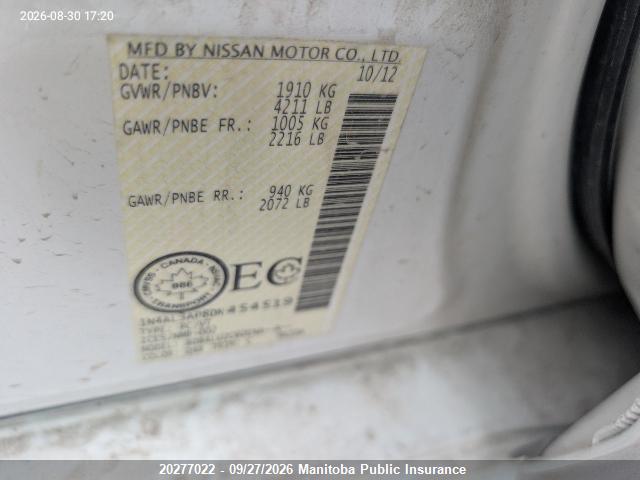 20277022 :رقم المزاد ، 1N4AL3AP8DN454519 vin ، 2013 Nissan Altima 2.5 Sv مزاد بيع
