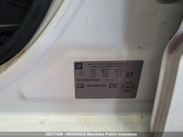 Chevrolet SONIC LT 2015 1G1JC5SH0F4153693 Image 6