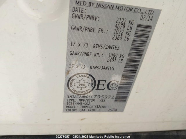 Nissan ROGUE SV 2014 5N1AT2MV0EC795971 Image 8