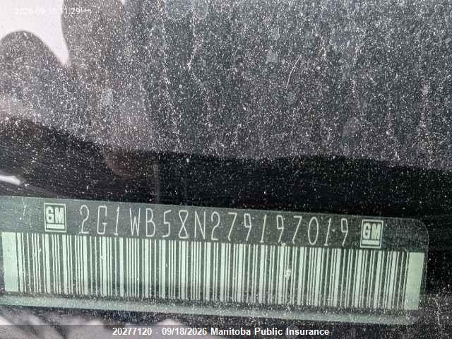 Aukcja sprzedaży 2007 Chevrolet Impala Ls V6, vin: 2G1WB58N279197019, numer aukcji: 20277120