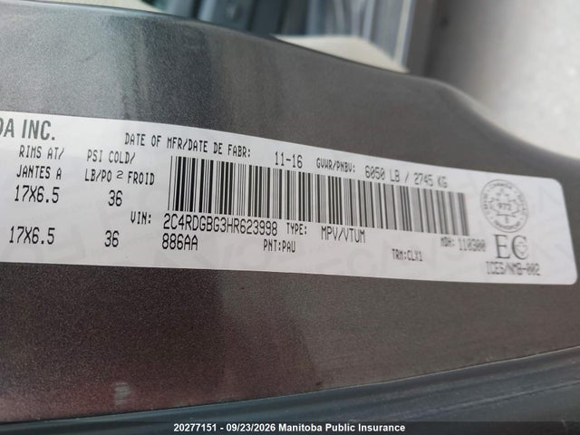 Dodge Grand Caravan Crew 2017 2C4RDGBG3HR623998 Image 8