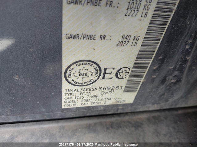 Nissan Altima 2.5 Sv 2016 1N4AL3AP8GN369281 Image 9