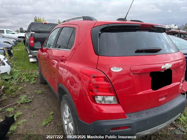 20277222 :رقم المزاد ، 3GNCJRSB8FL205453 vin ، 2015 Chevrolet Trax Lt مزاد بيع