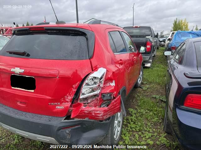 20277222 :رقم المزاد ، 3GNCJRSB8FL205453 vin ، 2015 Chevrolet Trax Lt مزاد بيع