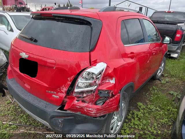 20277222 :رقم المزاد ، 3GNCJRSB8FL205453 vin ، 2015 Chevrolet Trax Lt مزاد بيع