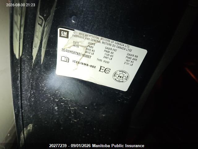20277239 :رقم المزاد ، 2G4WH587X61169887 vin ، 2006 Buick Allure Cxs مزاد بيع