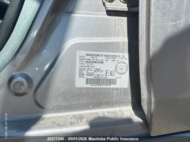 20277240 :رقم المزاد ، 3N1AB7AP6DL787390 vin ، 2013 Nissan Sentra 1.8 Sv مزاد بيع