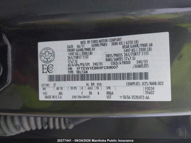 Ford F150 Xlt Supercrew 2017 1FTEW1E86HFC69007 Image 8