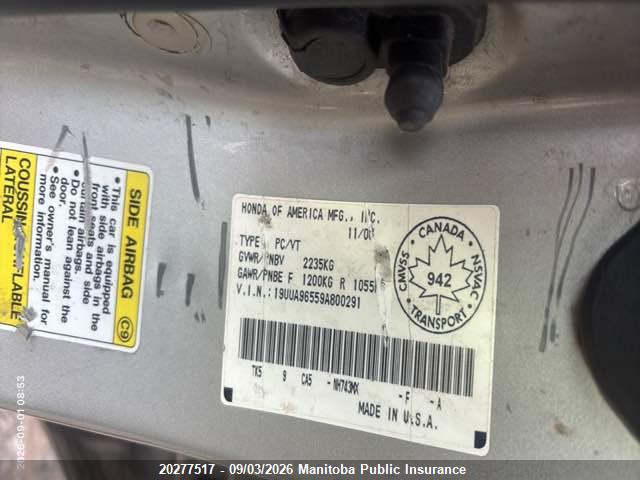 20277517 :رقم المزاد ، 19UUA96559A800291 vin ، 2009 Acura Tl مزاد بيع