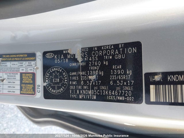 2019 Kia Sedona Lx მანქანა იყიდება აუქციონზე, vin: KNDMB5C13K6467720, აუქციონის ნომერი: 20277524