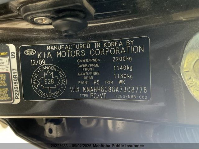 Aukcja sprzedaży 2010 Kia Rondo Ex, vin: KNAHH8C88A7308776, numer aukcji: 20277583