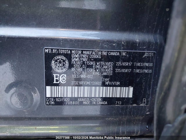 Toyota RAV4 LE 2021 2T3Z1RFV3MC120602 Image 9
