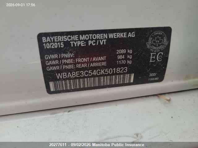 2016 Bmw 328i Xdrive მანქანა იყიდება აუქციონზე, vin: WBA8E3C54GK501823, აუქციონის ნომერი: 20277611