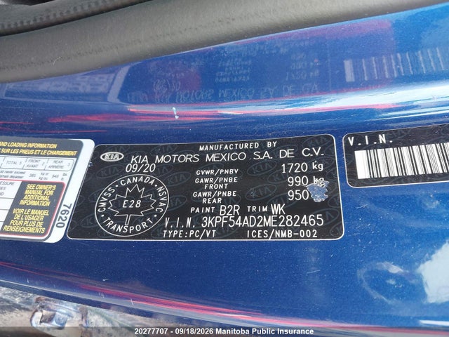 2021 Kia Forte Ex+ მანქანა იყიდება აუქციონზე, vin: 3KPF54AD2ME282465, აუქციონის ნომერი: 20277707