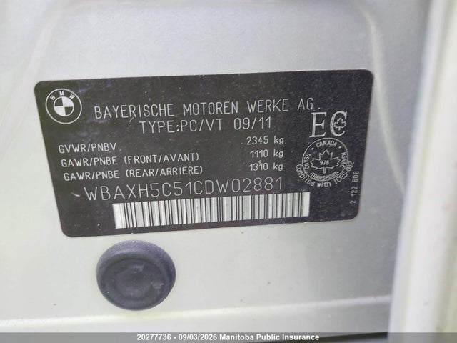 Aukcja sprzedaży 2012 Bmw 528xi, vin: WBAXH5C51CDW02881, numer aukcji: 20277736