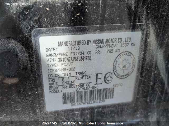 Nissan Versa 1.6 Sv 2014 3N1CN7AP6EL841238 Image 9
