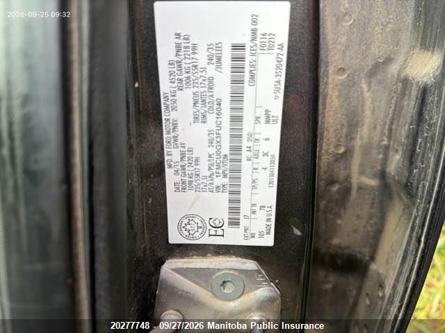 Ford ESCAPE SE 2015 1FMCU0GX3FUC16040 Image 9