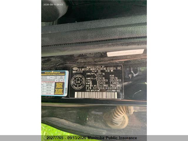 5XYPKDA14GG034521 KIA Sorento Sx Turbo