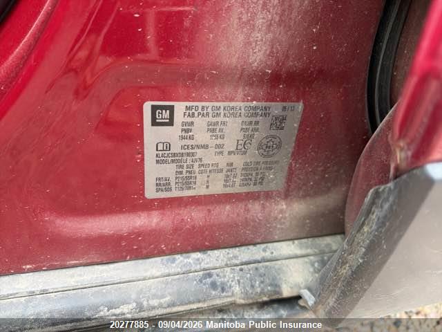 20277885 :رقم المزاد ، KL4CJCSBXDB190307 vin ، 2013 Buick Encore مزاد بيع